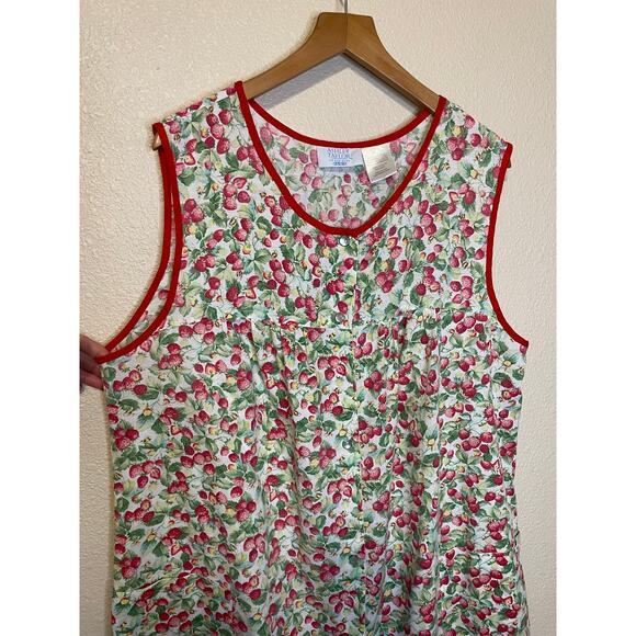 Ashley Taylor Intimates Plus Strawberry Print Button Up Mumu Nightgown Size 1X - Picture 12 of 14